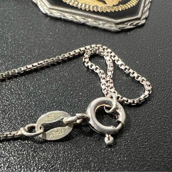 Vintage Sterling Art Deco Enamel Nymph Guilloche Pendant Sterling 18” Bo… - Picture 5 of 5